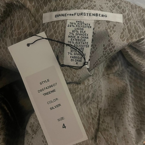 NWT Diane von Furstenberg Dress Treenie Silk Metallic Python 4 Cocktail Party - Picture 7 of 9